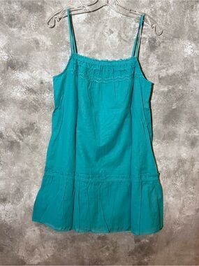2 LOFT Teal Ruffled Spaghetti-Strap Green and White dresses (love 23)